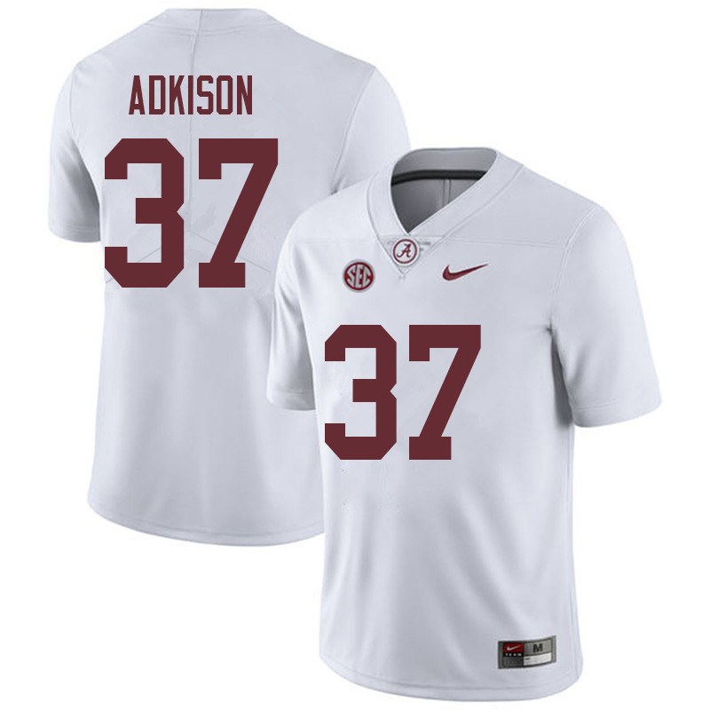 Men #37 Dalton Adkison Alabama Crimson Tide College Football Jerseys Sale-White